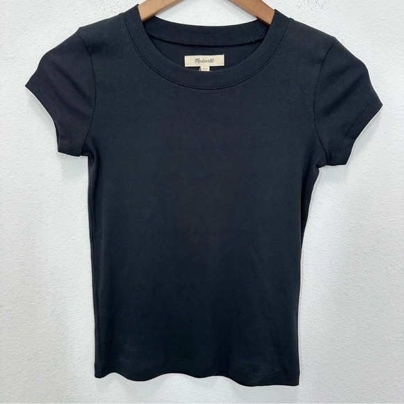 Madewell Women's Size XXS Black Supima® Rib Tee Casual Essential Crewneck NWT - Picture 1 of 6